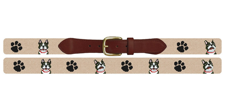 Boston Terrier Paw Needlepoint Belt