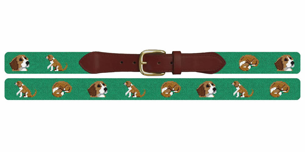 Busy Beagle Needlepoint Belt
