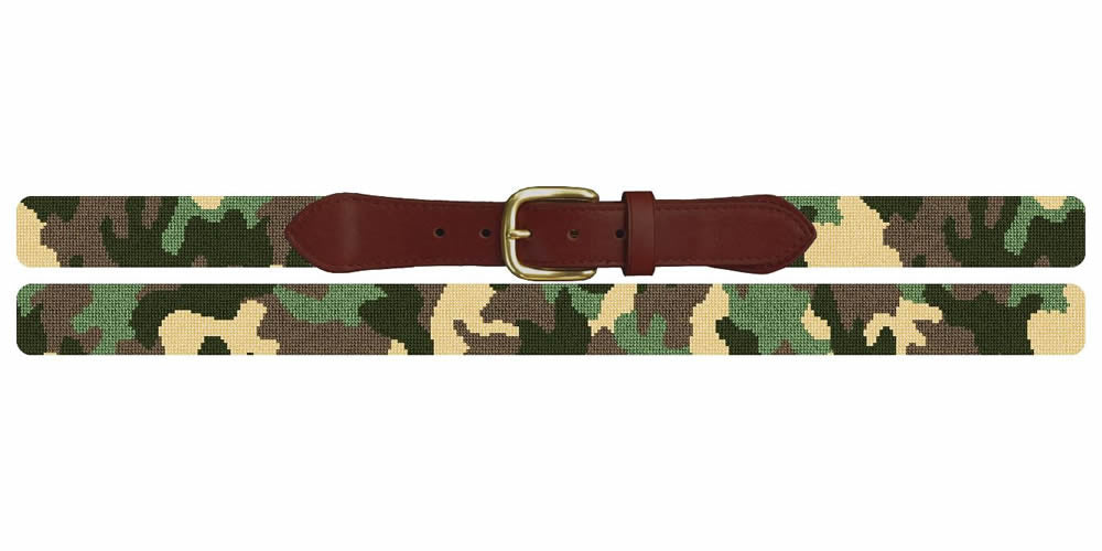 Camouflage Green Needlepoint Belt