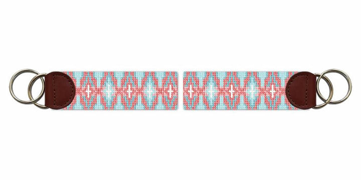 Crossing Paths Coral Needlepoint Key Fob