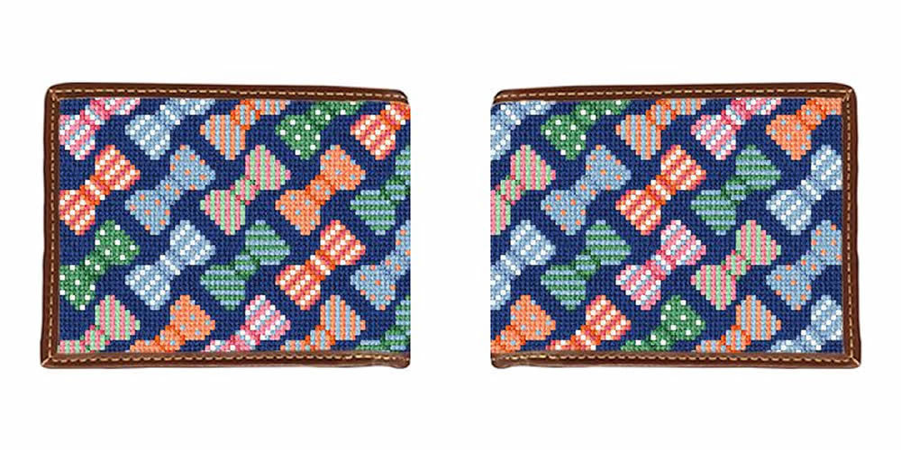 Dapper Bow Ties Needlepoint Wallet