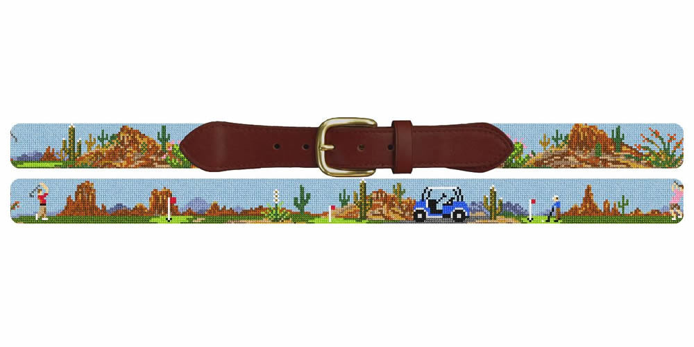 Desert Golf Landscape Needlepoint Belt