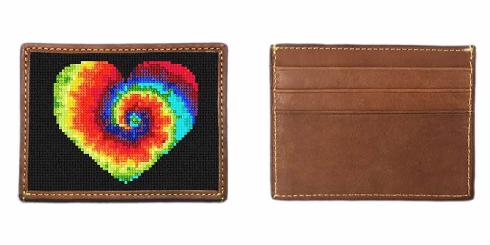 Heart Tie Dye Needlepoint Card Wallet