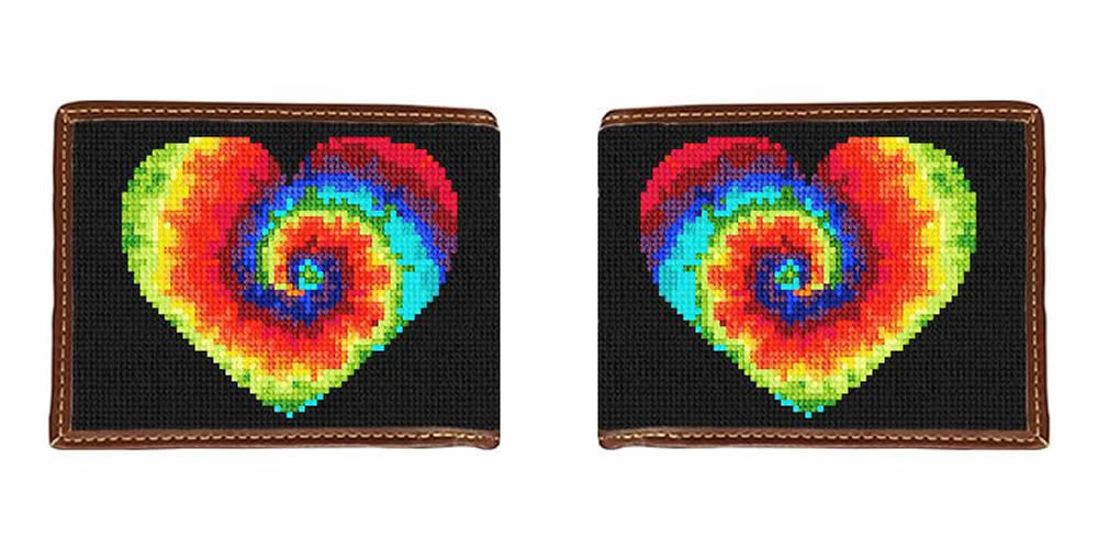 Heart Tie Dye Needlepoint Wallet