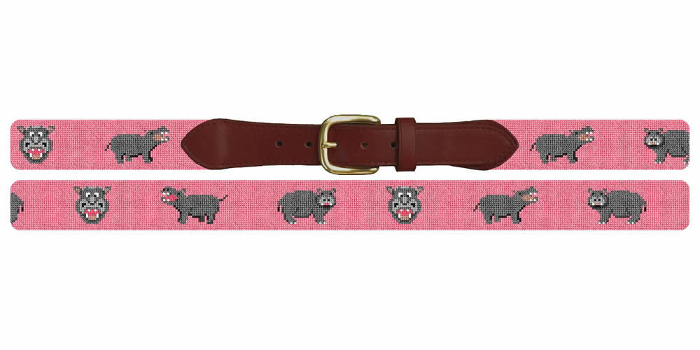 Hilarious Hippo Needlepoint Belt