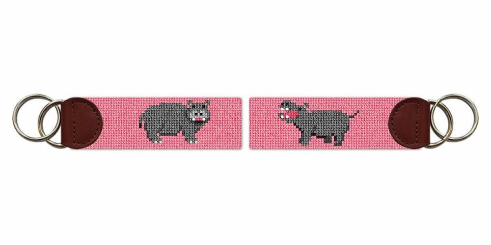 Hilarious Hippo Needlepoint Key Fob
