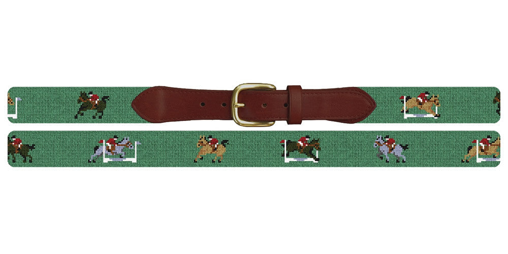 Horse Jumping Needlepoint Belt