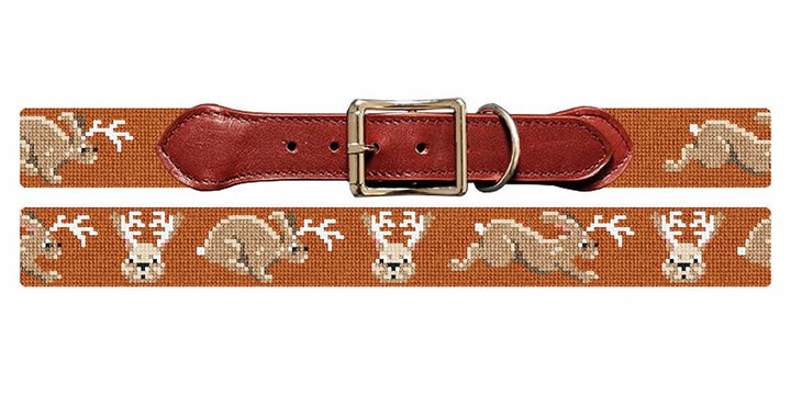 Jackalope Needlepoint Dog Collar