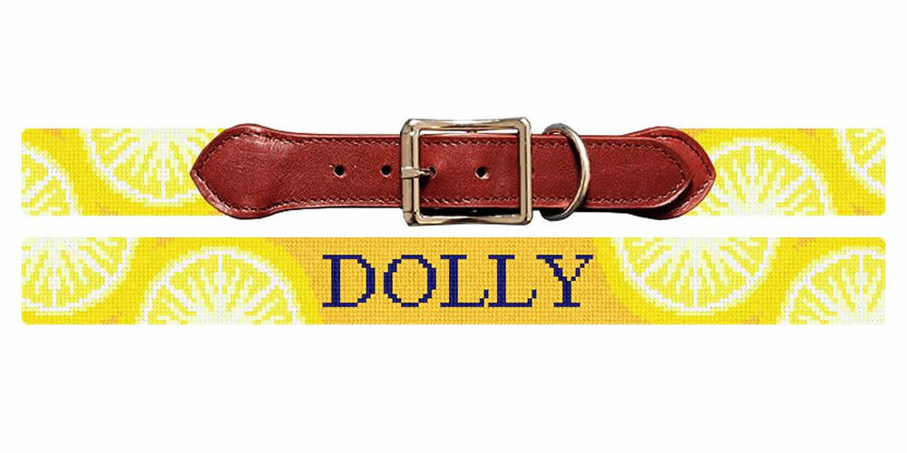 Lovely Lemon Needlepoint Dog Collar