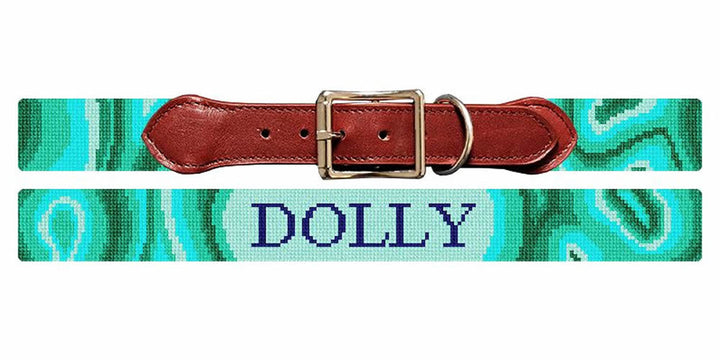 Malachite Needlepoint Dog Collar
