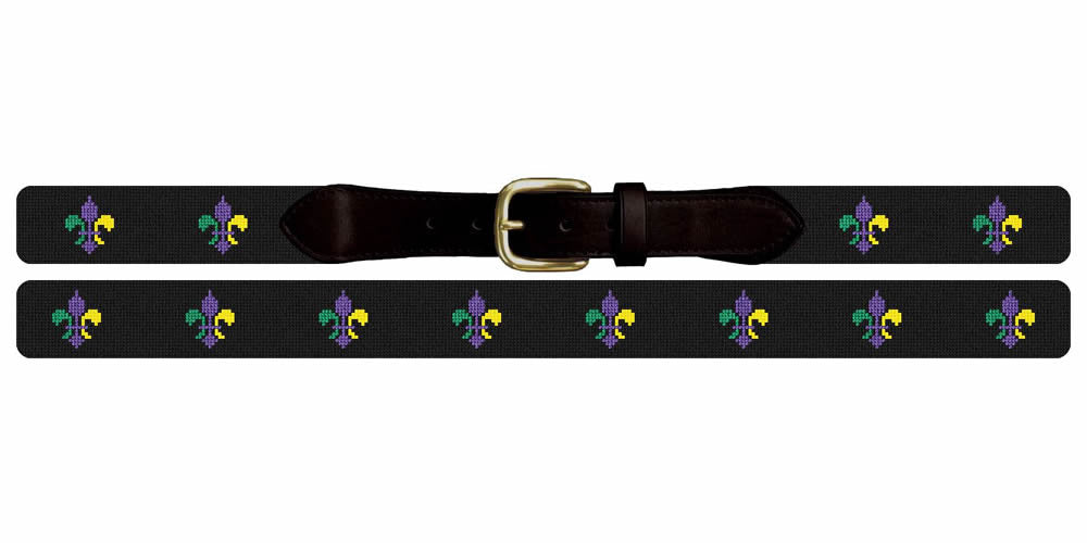 Mardi Gras Fleur De Lis Needlepoint Belt