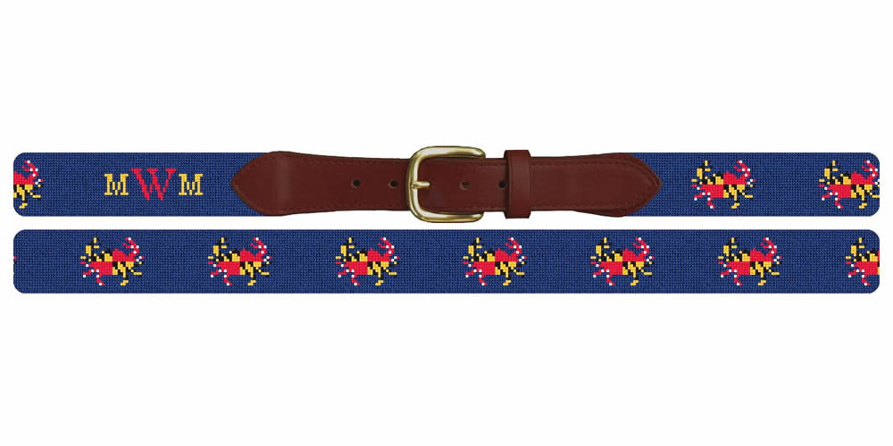 Maryland Crab Needlepoint Belt