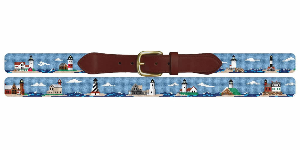 New England Lighthouses Needlepoint Belt