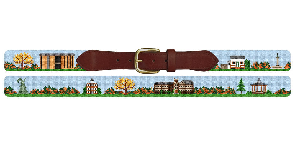 Oneonta New York Landscape Needlepoint Belt