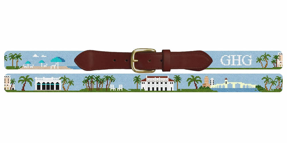 Palm Beach Landscape Needlepoint Belt