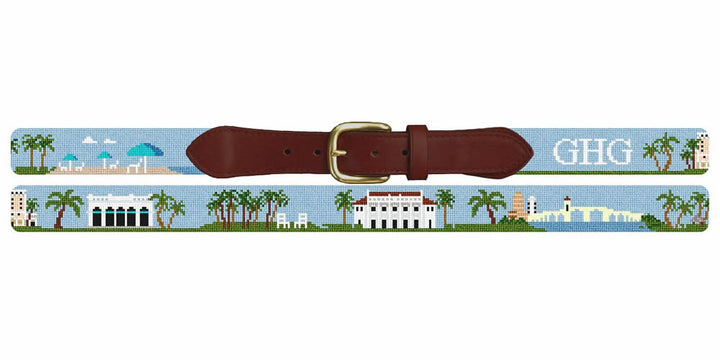Palm Beach Landscape Needlepoint Belt