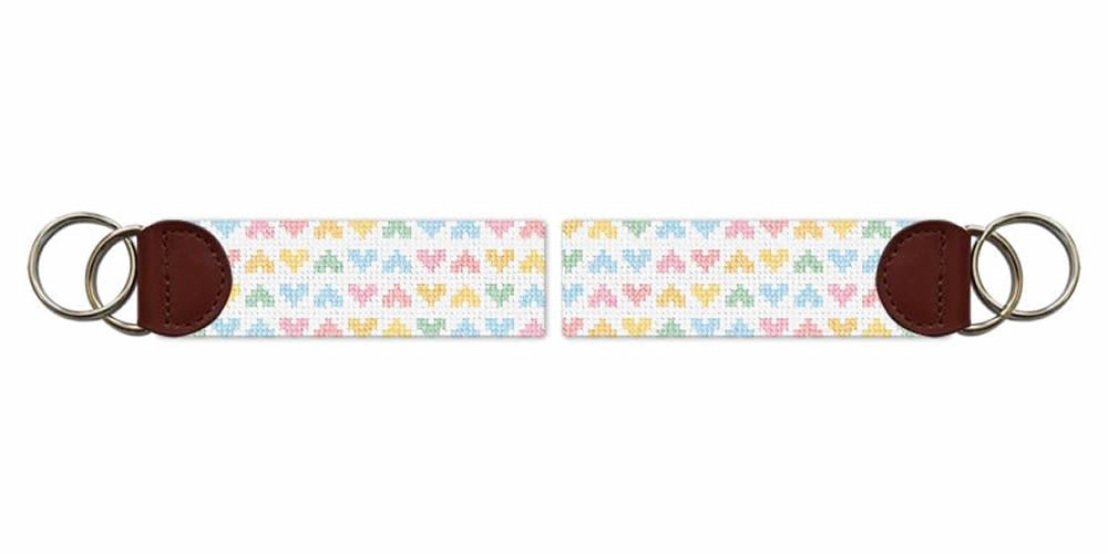 Pastel Rainbow Needlepoint Key Fob