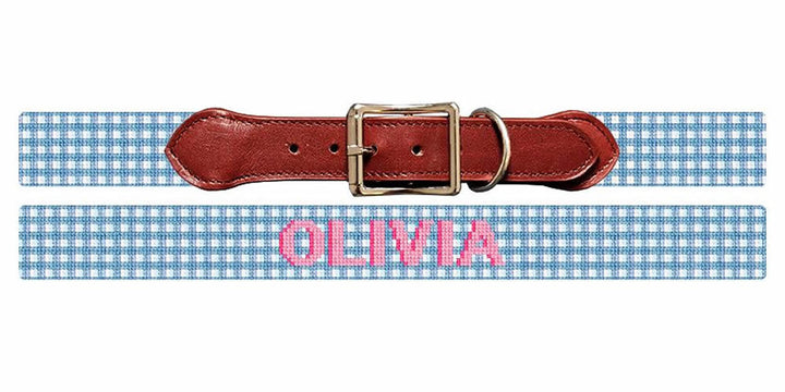 Petite Preppy Gingham Needlepoint Dog Collar