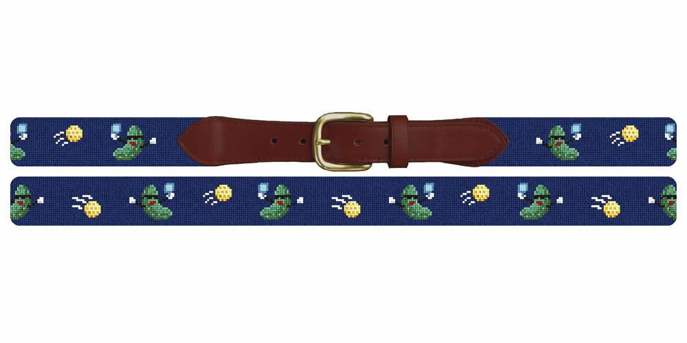 Pickleball Pickle Needlepoint Belt