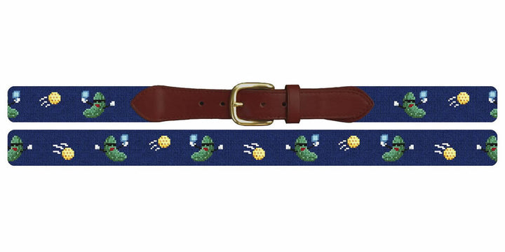 Pickleball Pickle Needlepoint Belt