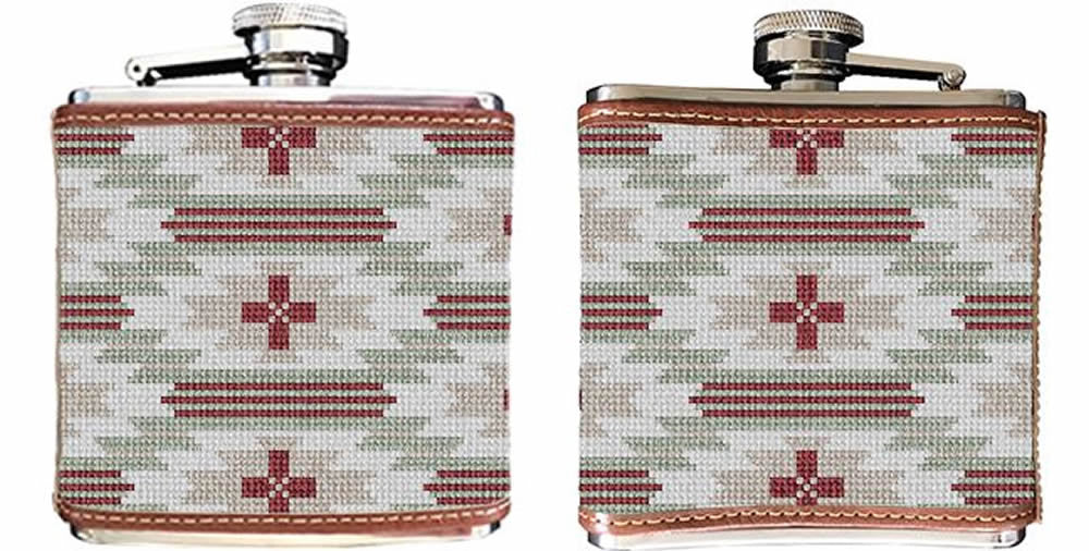 Spirit Line Garnet Needlepoint Flask