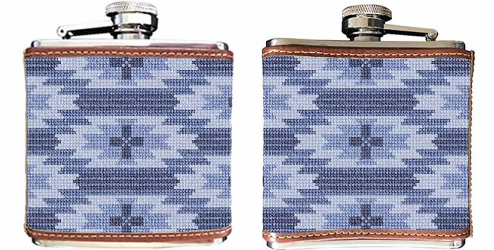 Spirit Line Indigo Needlepoint Flask