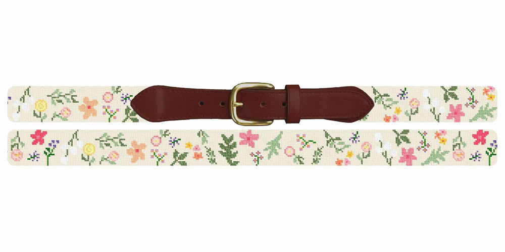 Preppy Floral Pinstripe Needlepoint hot Belt DIY Kit