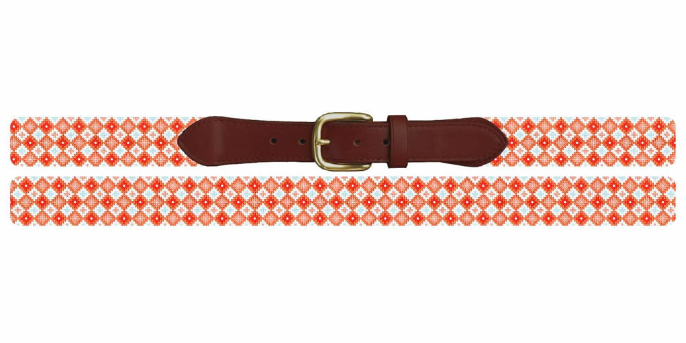 Tangerine Medallion Needlepoint Belt