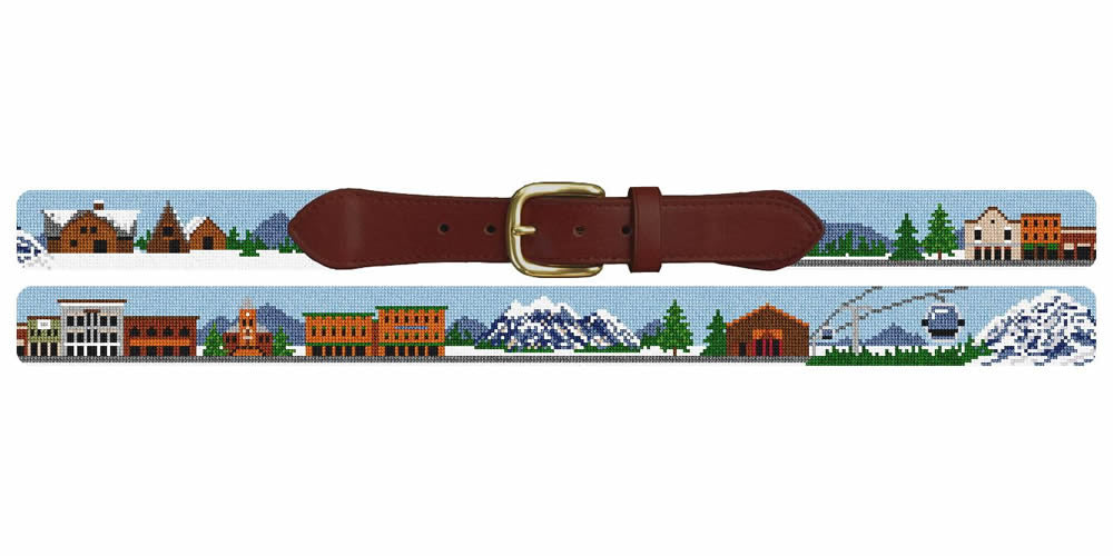 Telluride Colorado Skiing Needlepoint Belt