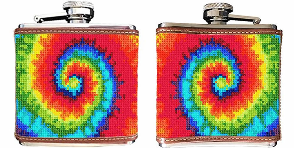 Tie Dye Needlepoint Flask