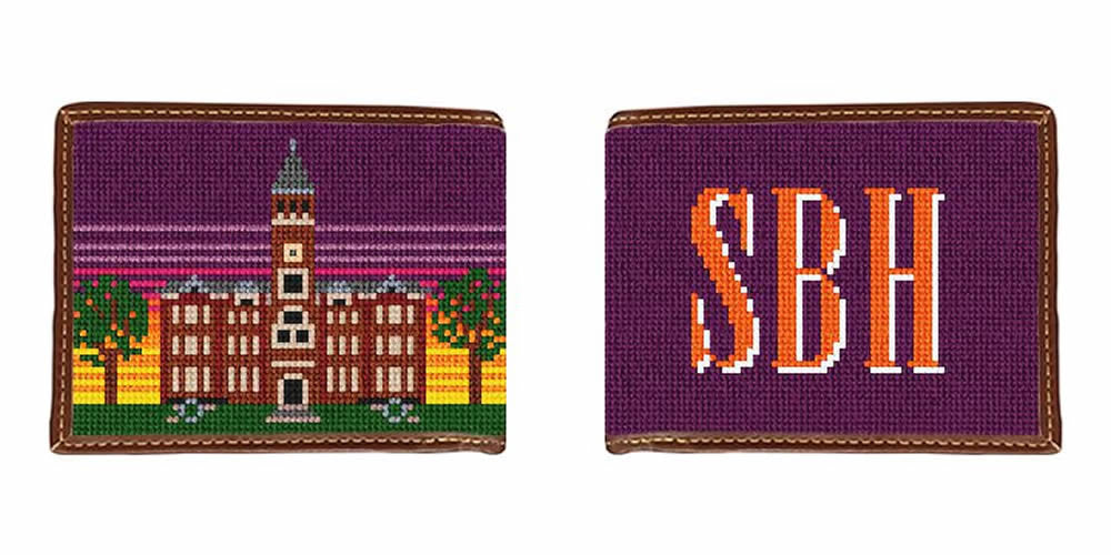 Tillman Hall Needlepoint Card Wallet Clemson University