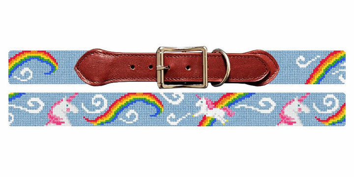 Unicorn Journey Blue Needlepoint Dog Collar