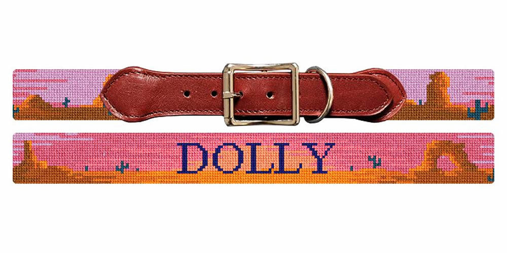 Warm Desert Sunset Needlepoint Dog Collar