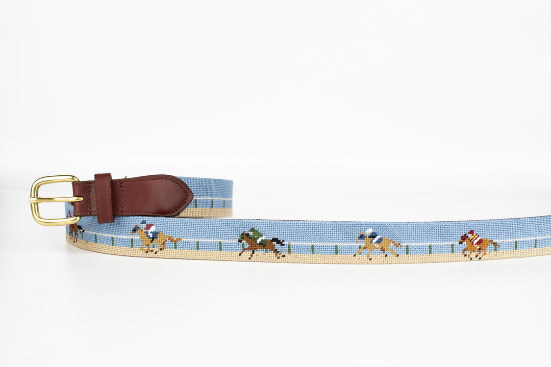 A Day At The Horse Races Needlepoint Belt