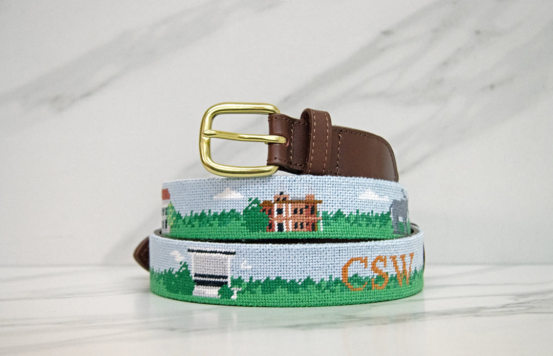 Austin Texas Landscape Needlepoint Belt