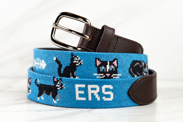 Black Cat Needlepoint Belt