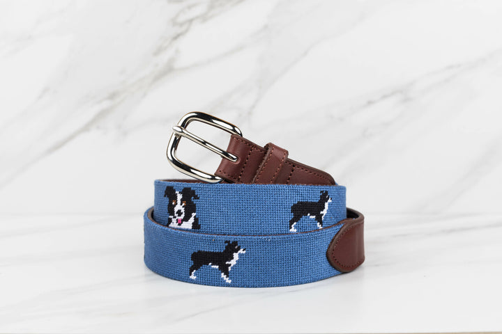 Border Collie Needlepoint Belt