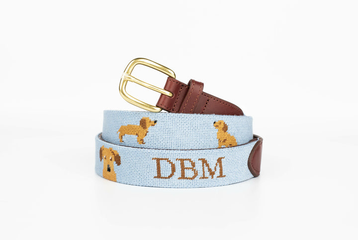 Brown Dachshund Needlepoint Belt