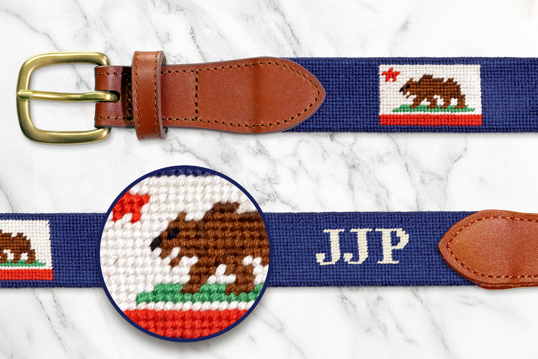 California Flag Needlepoint Belt