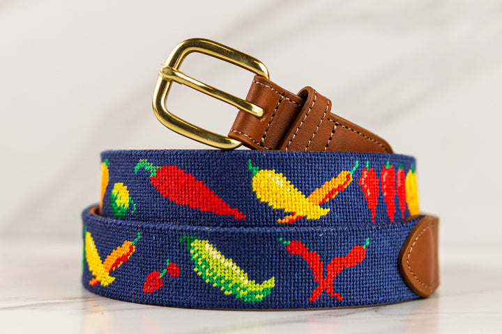 Chili Peppers Needlepoint Belt