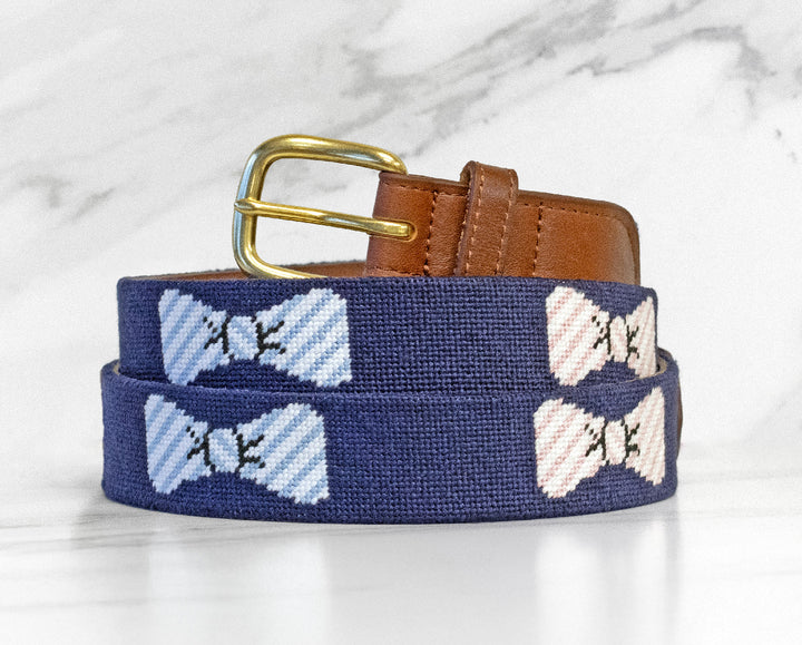 Colorful Seersucker Bow Ties Needlepoint Belt