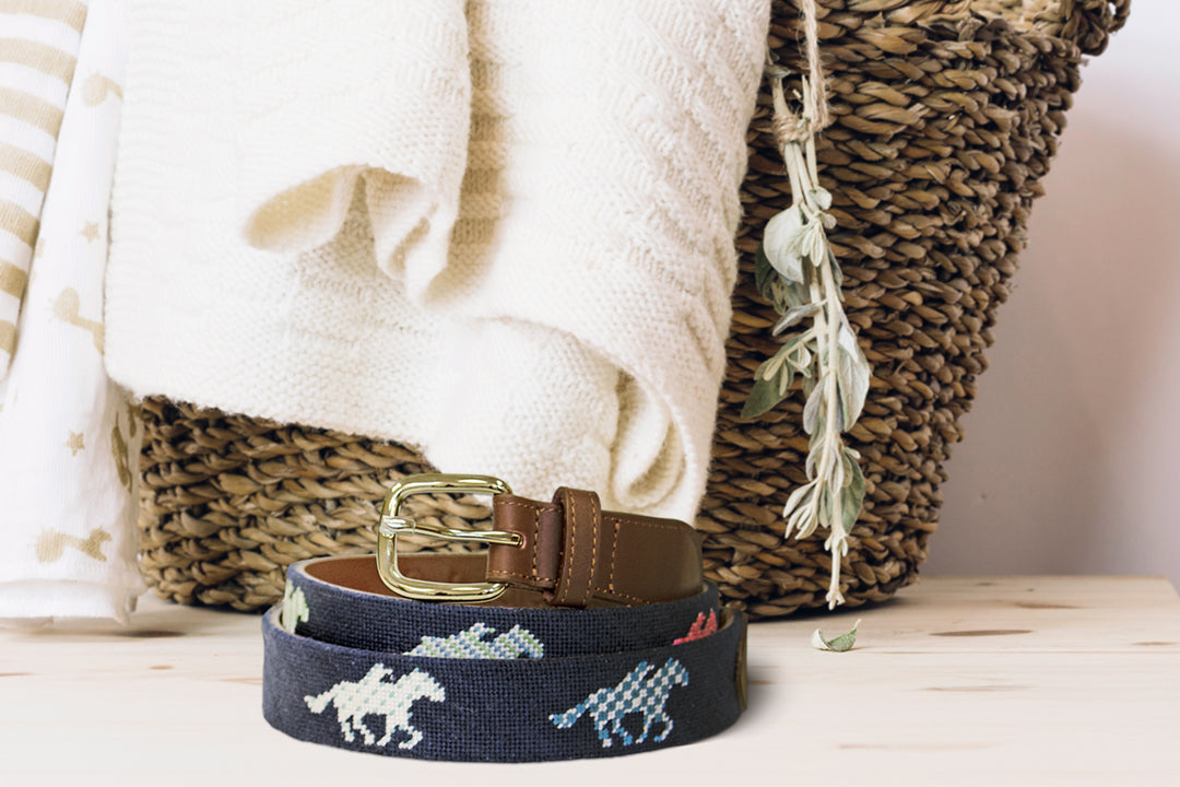 Derby Day Needlepoint Belt