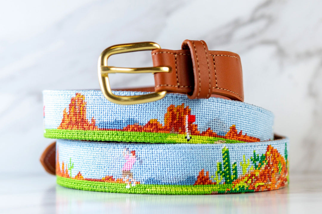 Desert Golf Landscape Needlepoint Belt 2