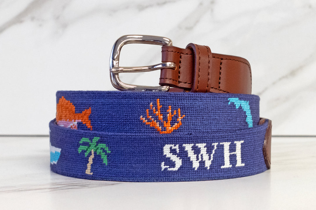 Florida Paradise Needlepoint Belt