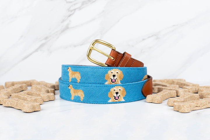 Golden Retriever Needlepoint Belt