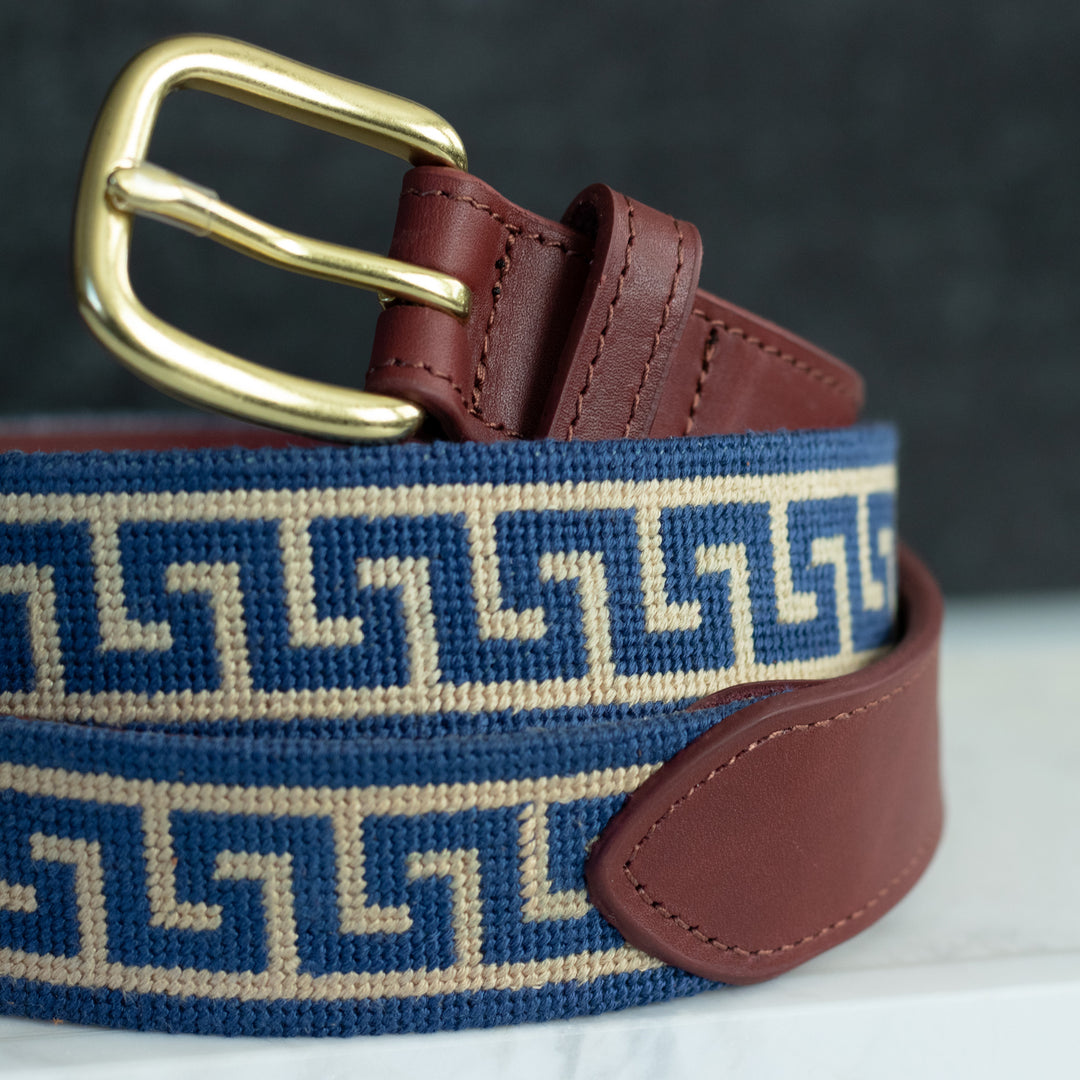 Greek Key Needlepoint Belt