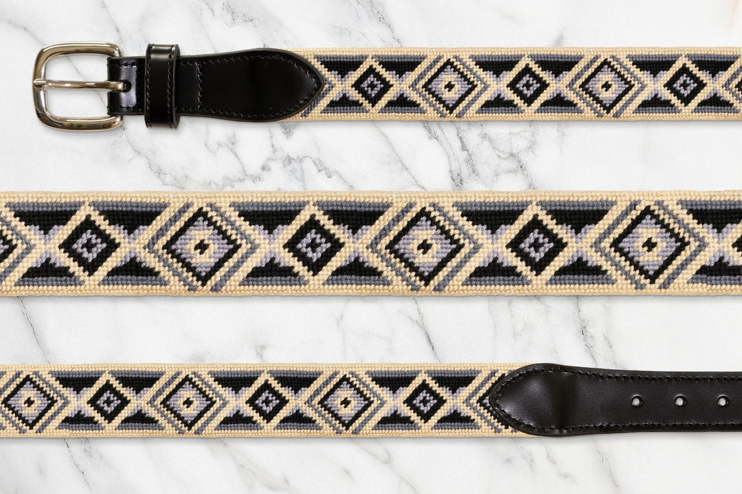 Grey Flannel Needlepoint Belt