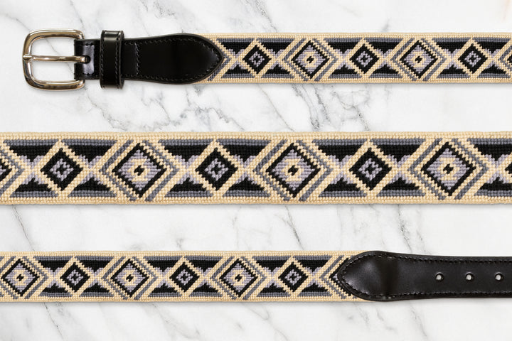 Grey Flannel Needlepoint Belt