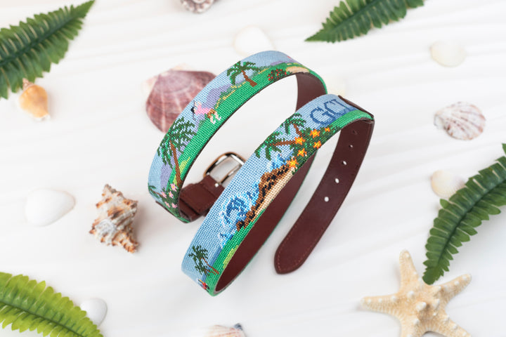 Island Golf Landscape Needlepoint Belt