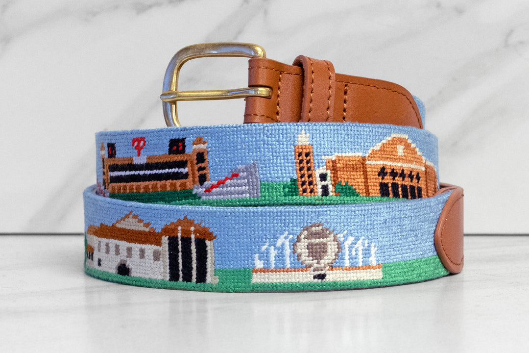 Lubbock Texas Landscape Needlepoint Belt